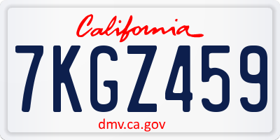 CA license plate 7KGZ459