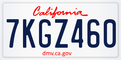 CA license plate 7KGZ460