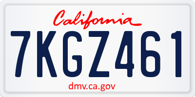 CA license plate 7KGZ461