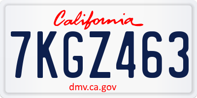 CA license plate 7KGZ463