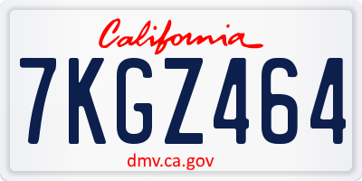 CA license plate 7KGZ464