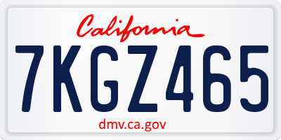 CA license plate 7KGZ465