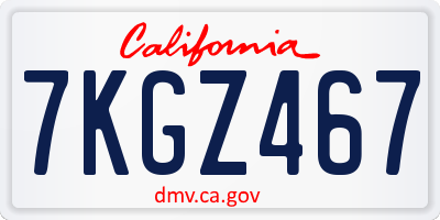 CA license plate 7KGZ467