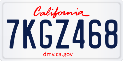 CA license plate 7KGZ468