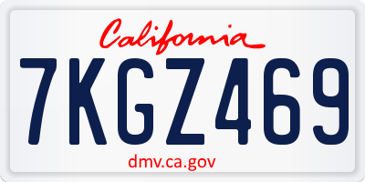 CA license plate 7KGZ469