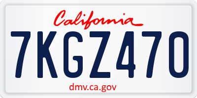 CA license plate 7KGZ470