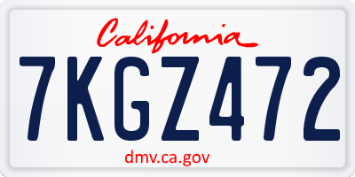 CA license plate 7KGZ472