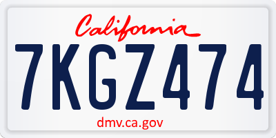 CA license plate 7KGZ474
