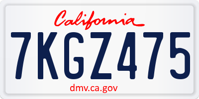 CA license plate 7KGZ475
