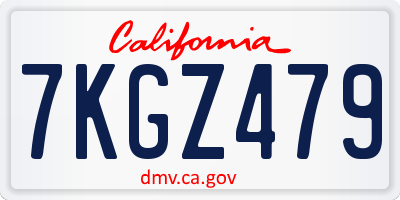 CA license plate 7KGZ479
