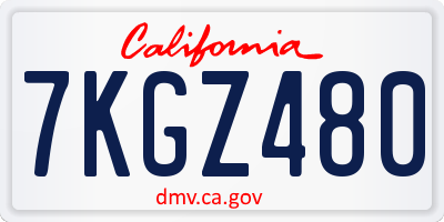 CA license plate 7KGZ480