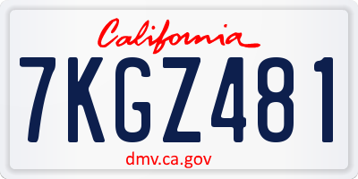 CA license plate 7KGZ481