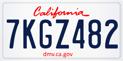 CA license plate 7KGZ482