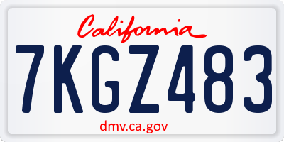 CA license plate 7KGZ483