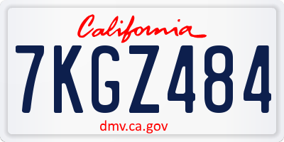 CA license plate 7KGZ484