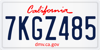 CA license plate 7KGZ485