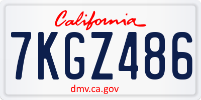 CA license plate 7KGZ486