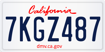 CA license plate 7KGZ487