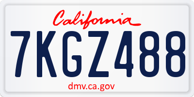 CA license plate 7KGZ488