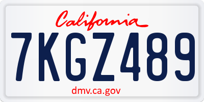 CA license plate 7KGZ489