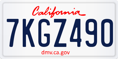 CA license plate 7KGZ490