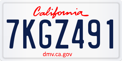 CA license plate 7KGZ491