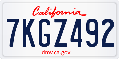 CA license plate 7KGZ492