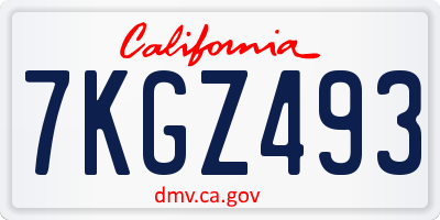 CA license plate 7KGZ493
