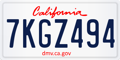 CA license plate 7KGZ494