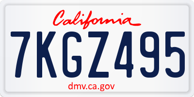 CA license plate 7KGZ495