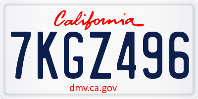CA license plate 7KGZ496