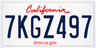 CA license plate 7KGZ497