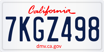 CA license plate 7KGZ498