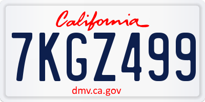 CA license plate 7KGZ499