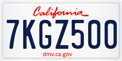 CA license plate 7KGZ500