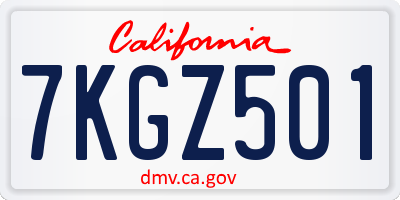 CA license plate 7KGZ501