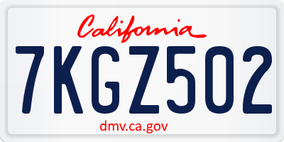 CA license plate 7KGZ502
