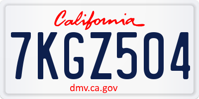 CA license plate 7KGZ504