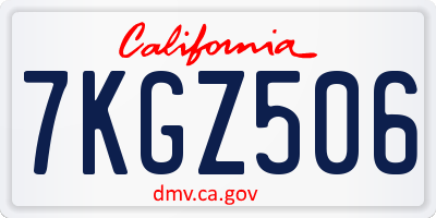 CA license plate 7KGZ506