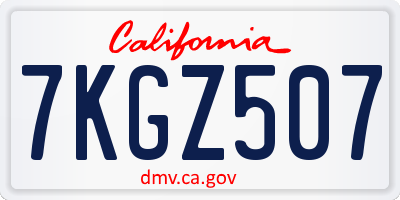 CA license plate 7KGZ507