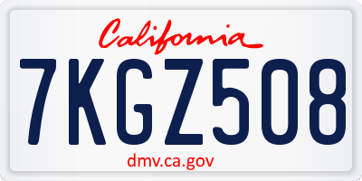 CA license plate 7KGZ508