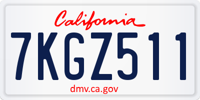 CA license plate 7KGZ511