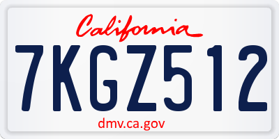 CA license plate 7KGZ512