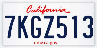 CA license plate 7KGZ513
