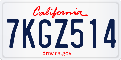 CA license plate 7KGZ514