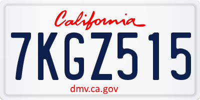 CA license plate 7KGZ515
