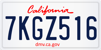 CA license plate 7KGZ516
