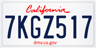 CA license plate 7KGZ517