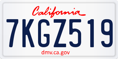 CA license plate 7KGZ519