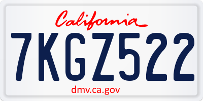 CA license plate 7KGZ522